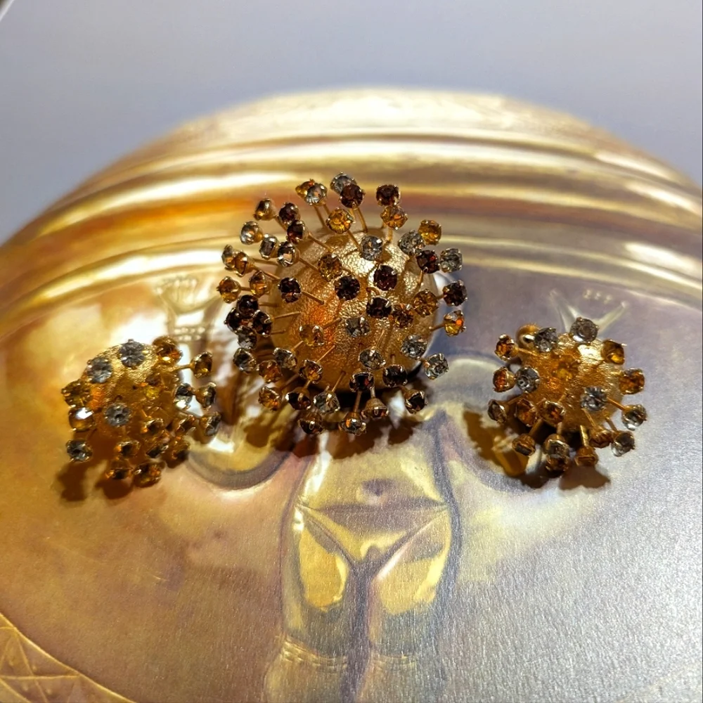 RARE Sputnik Corocraft 1960s Demi Parure